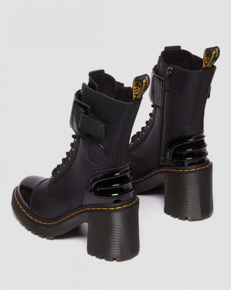 Black Women's Dr Martens Gaya 10-Eye Alternative Leather Heeled Boots | USA_Dr16447