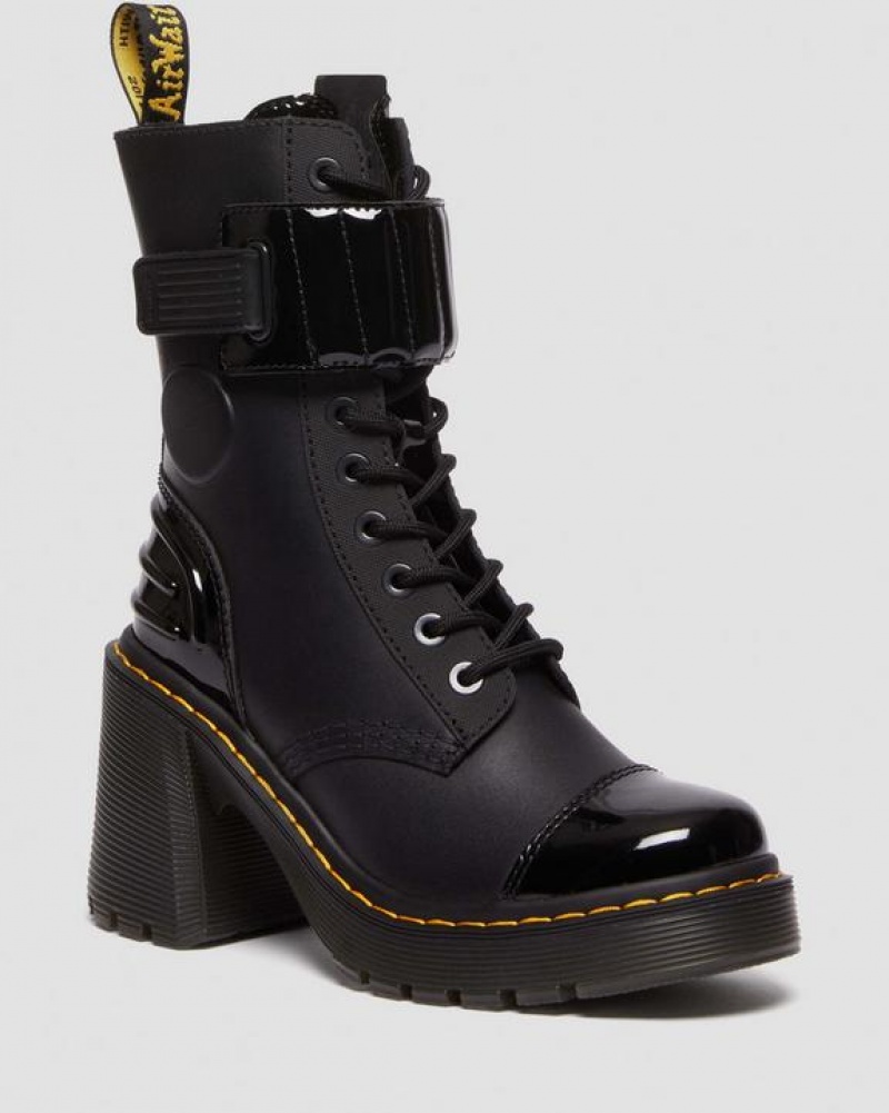 Black Women\'s Dr Martens Gaya 10-Eye Alternative Leather Heeled Boots | USA_Dr16447