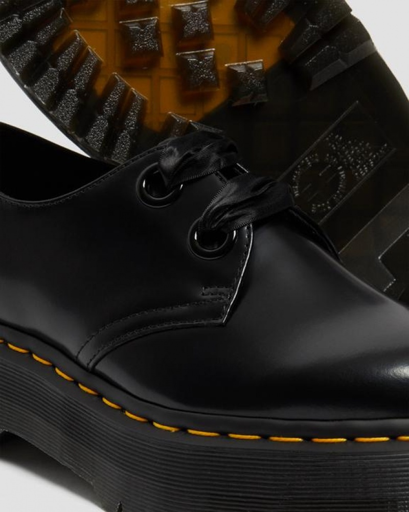 Black Women's Dr Martens Holly Women's Leather Platform Shoes | USA_Dr88592