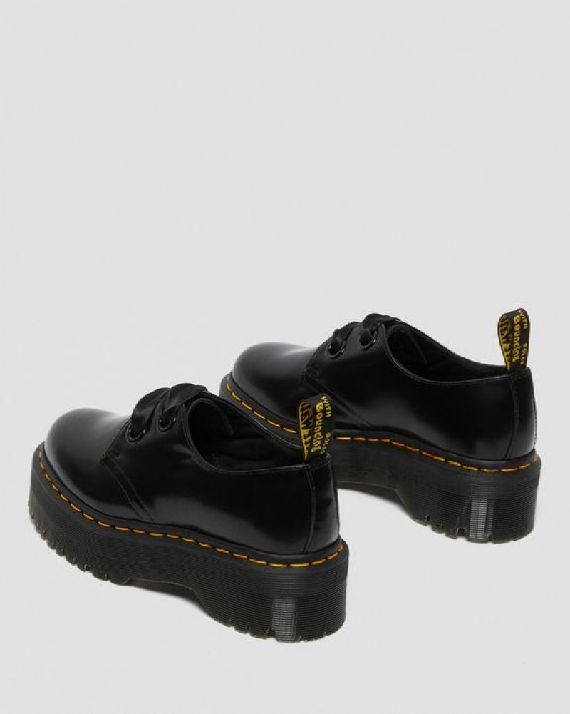 Black Women's Dr Martens Holly Women's Leather Platform Shoes | USA_Dr88592