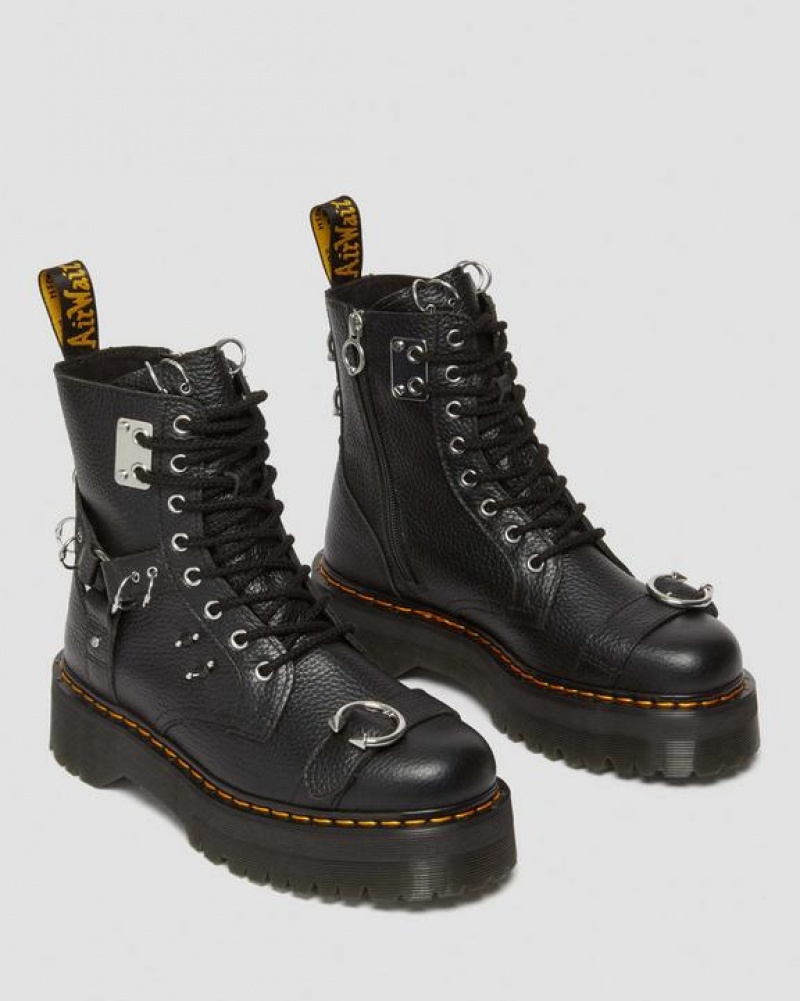 Black Women's Dr Martens Jadon Boot Piercing Milled Nappa Leather Platforms Boots | USA_Dr23623