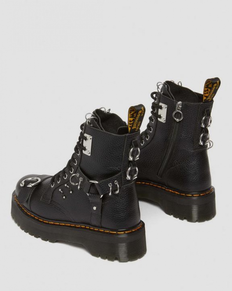 Black Women's Dr Martens Jadon Boot Piercing Milled Nappa Leather Platforms Boots | USA_Dr23623