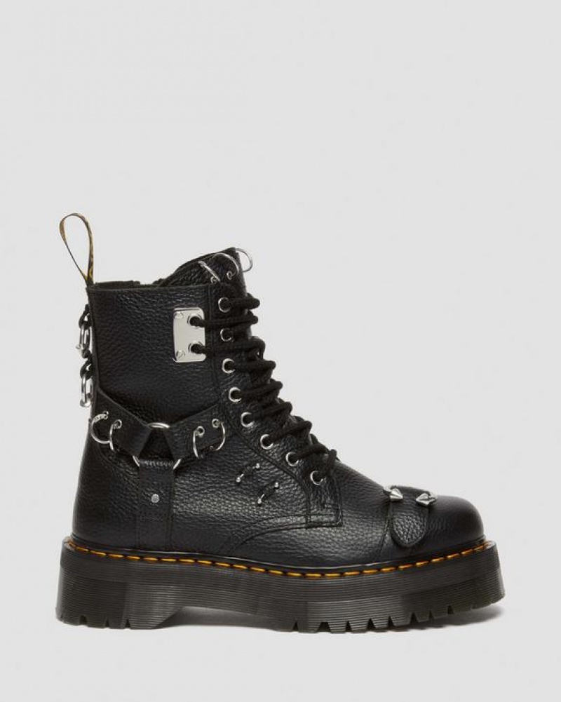 Black Women's Dr Martens Jadon Boot Piercing Milled Nappa Leather Platforms Boots | USA_Dr23623