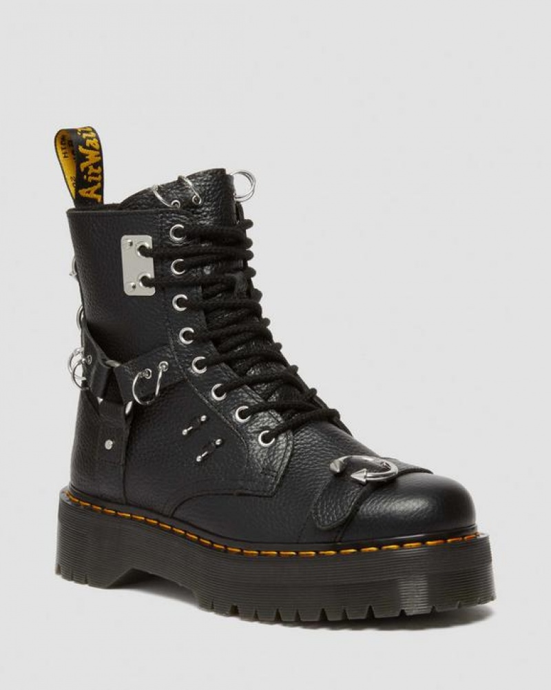 Black Women\'s Dr Martens Jadon Boot Piercing Milled Nappa Leather Platforms Boots | USA_Dr23623