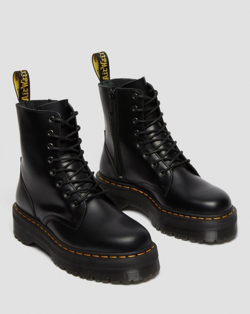 Black Women's Dr Martens Jadon Boot Smooth Leather Platforms Boots | USA_Dr42415