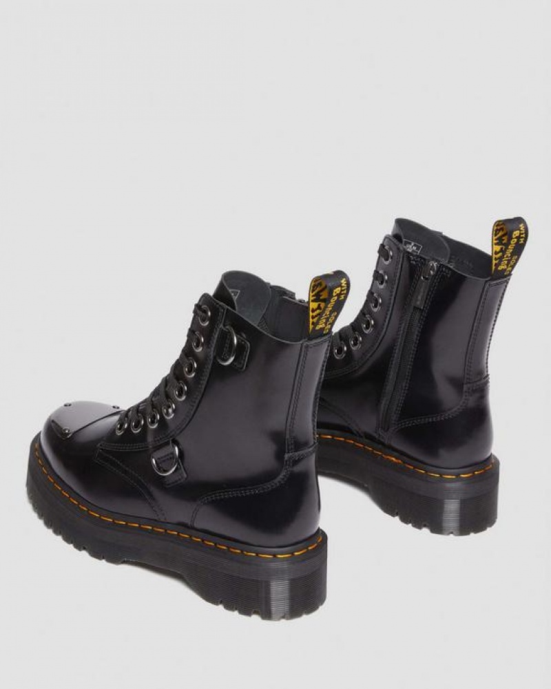 Black Women's Dr Martens Jadon Boot Toe Guard Leather Platforms Boots | USA_Dr64849