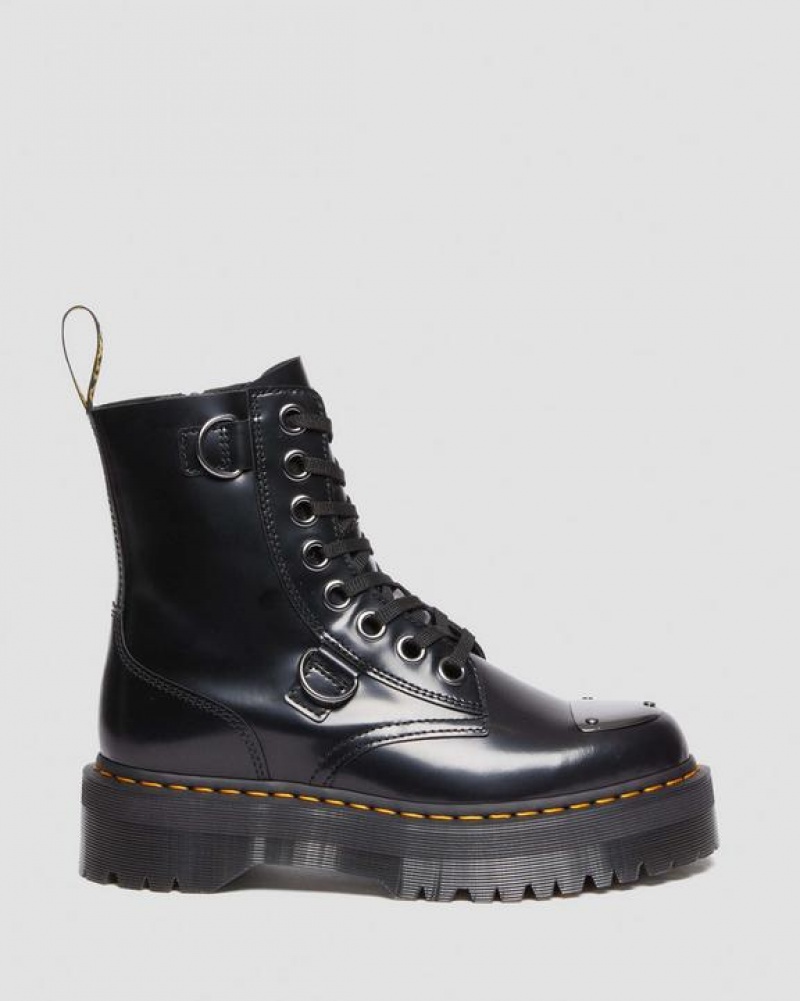 Black Women's Dr Martens Jadon Boot Toe Guard Leather Platforms Boots | USA_Dr64849