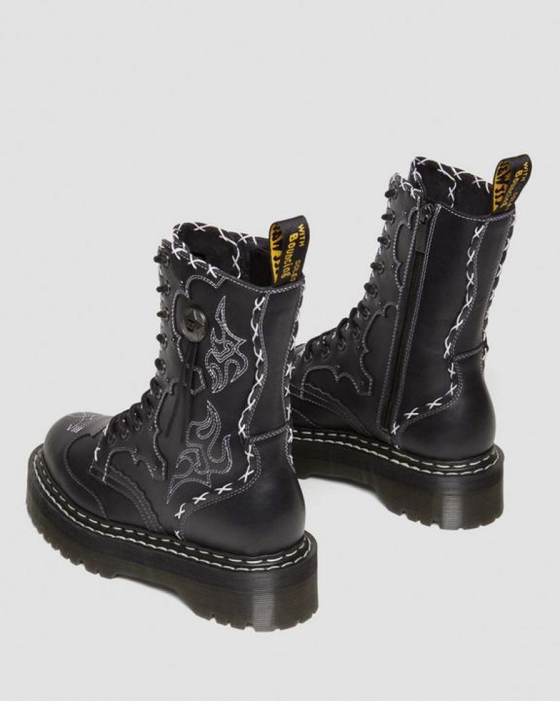 Black Women's Dr Martens Jadon Hi Boot Gothic Americana Leather Platform Shoes | USA_Dr78651