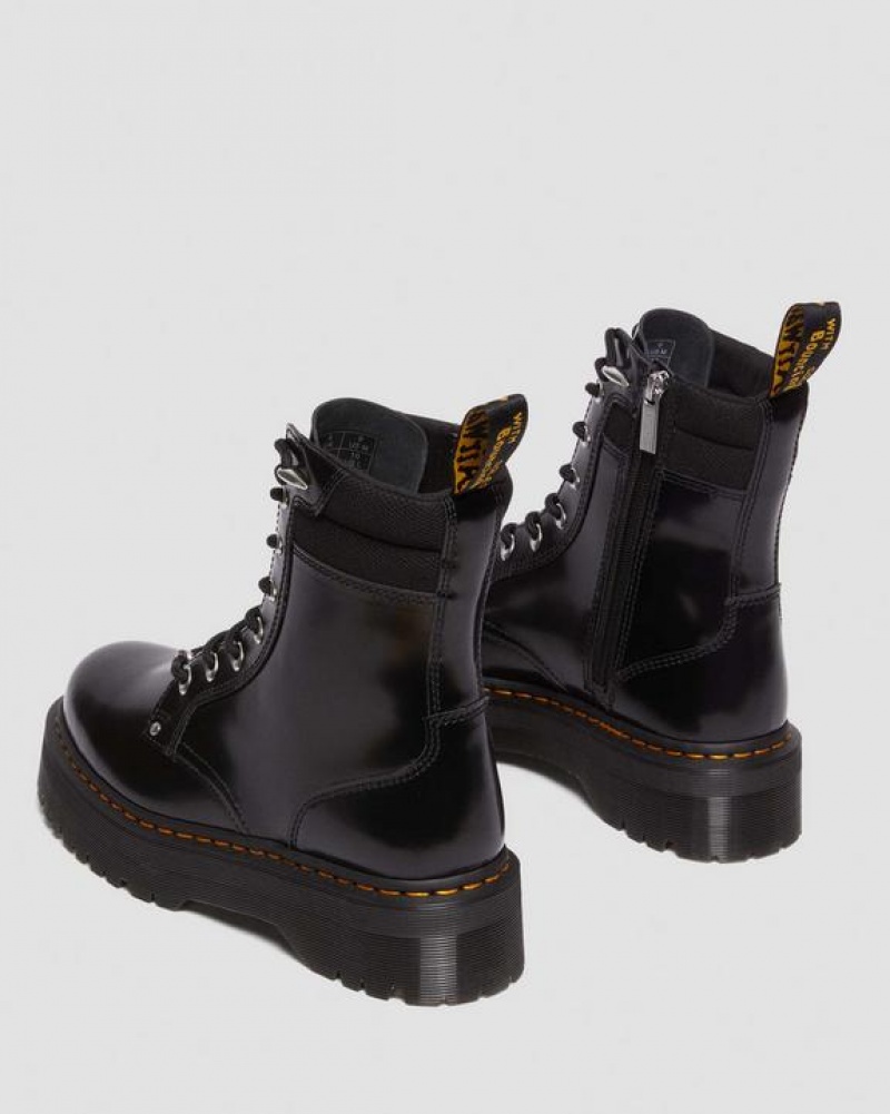 Black Women's Dr Martens Jadon II Boot Hardware Buttero Leather Platforms Boots | USA_Dr96279