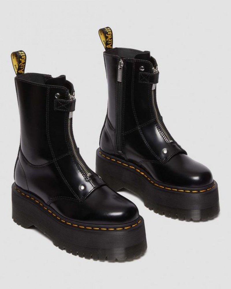 Black Women's Dr Martens Jetta Hi Max Leather Platform Boots | USA_Dr19408