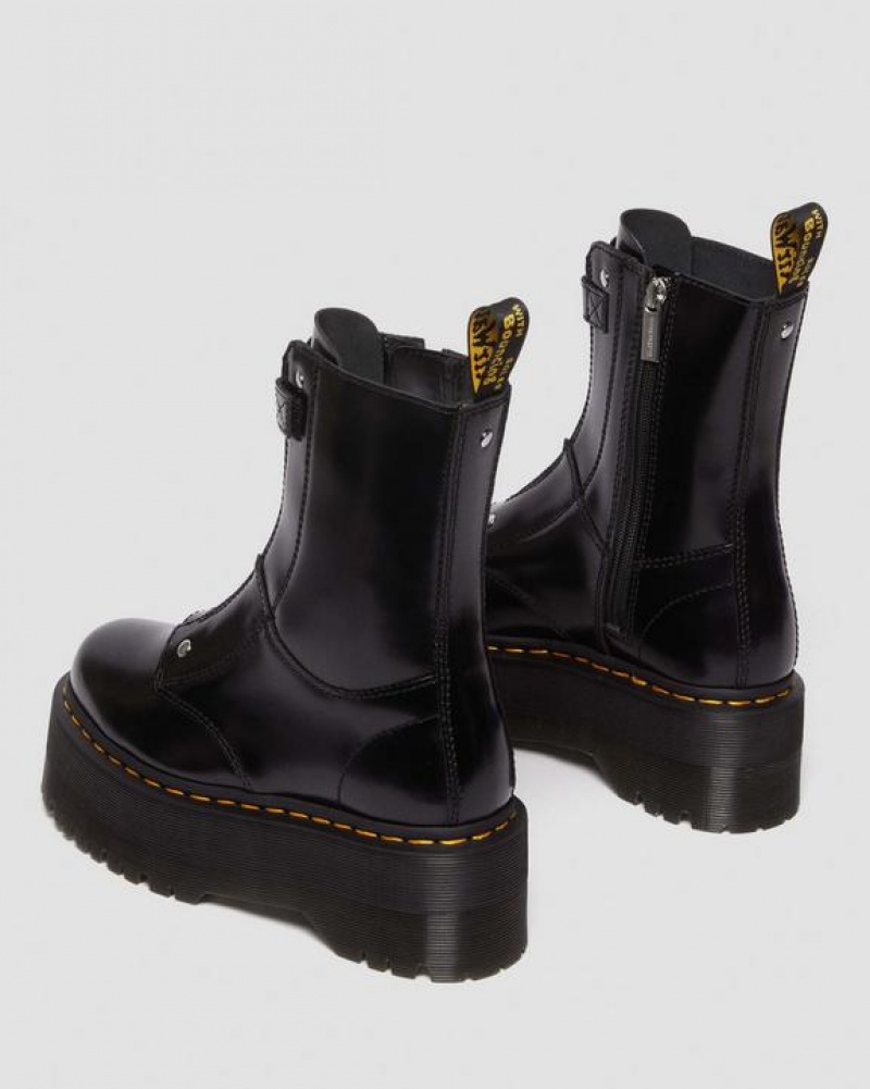 Black Women's Dr Martens Jetta Hi Max Leather Platform Boots | USA_Dr19408