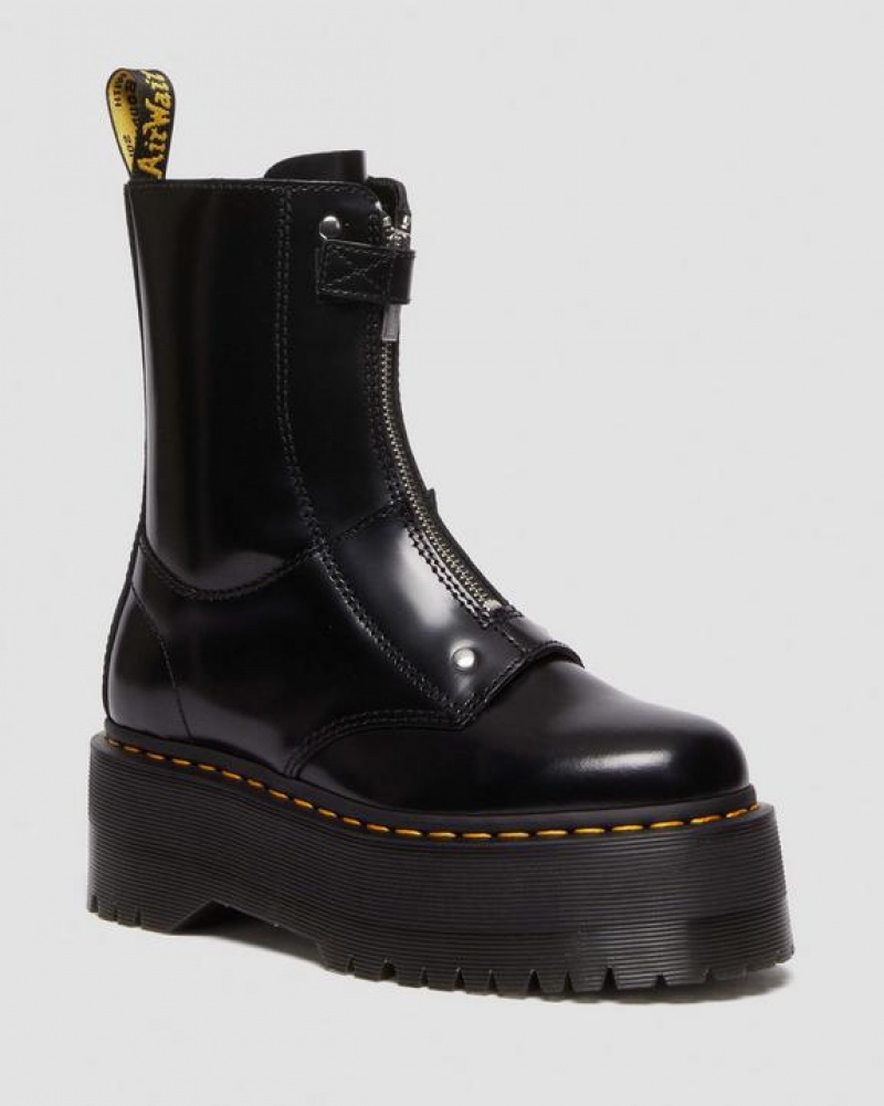 Black Women\'s Dr Martens Jetta Hi Max Leather Platform Boots | USA_Dr19408