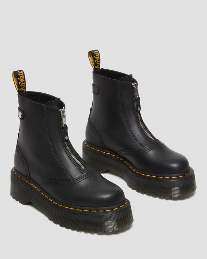 Black Women's Dr Martens Jetta Zipped Sendal Leather Platform Boots | USA_Dr78513