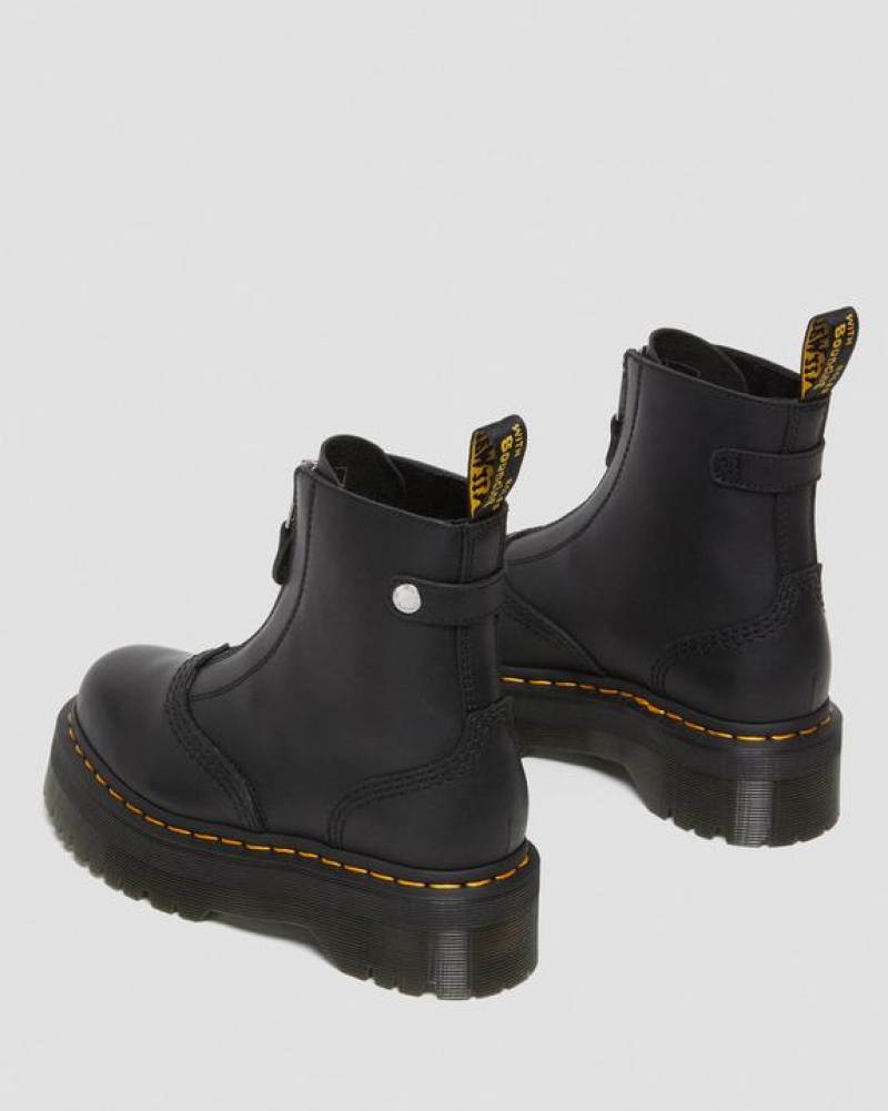 Black Women's Dr Martens Jetta Zipped Sendal Leather Platform Boots | USA_Dr78513