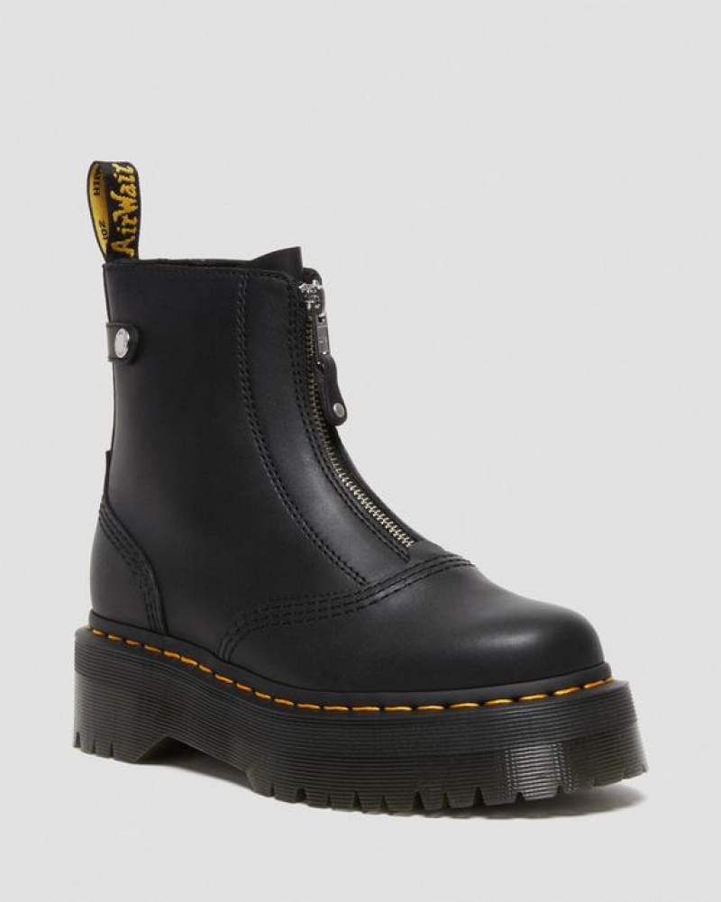 Black Women\'s Dr Martens Jetta Zipped Sendal Leather Platform Boots | USA_Dr78513