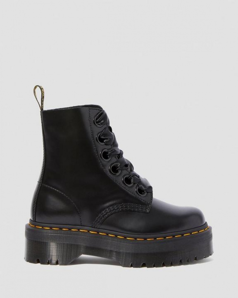 Black Women's Dr Martens Molly Women's Leather Platform Boots | USA_Dr51086