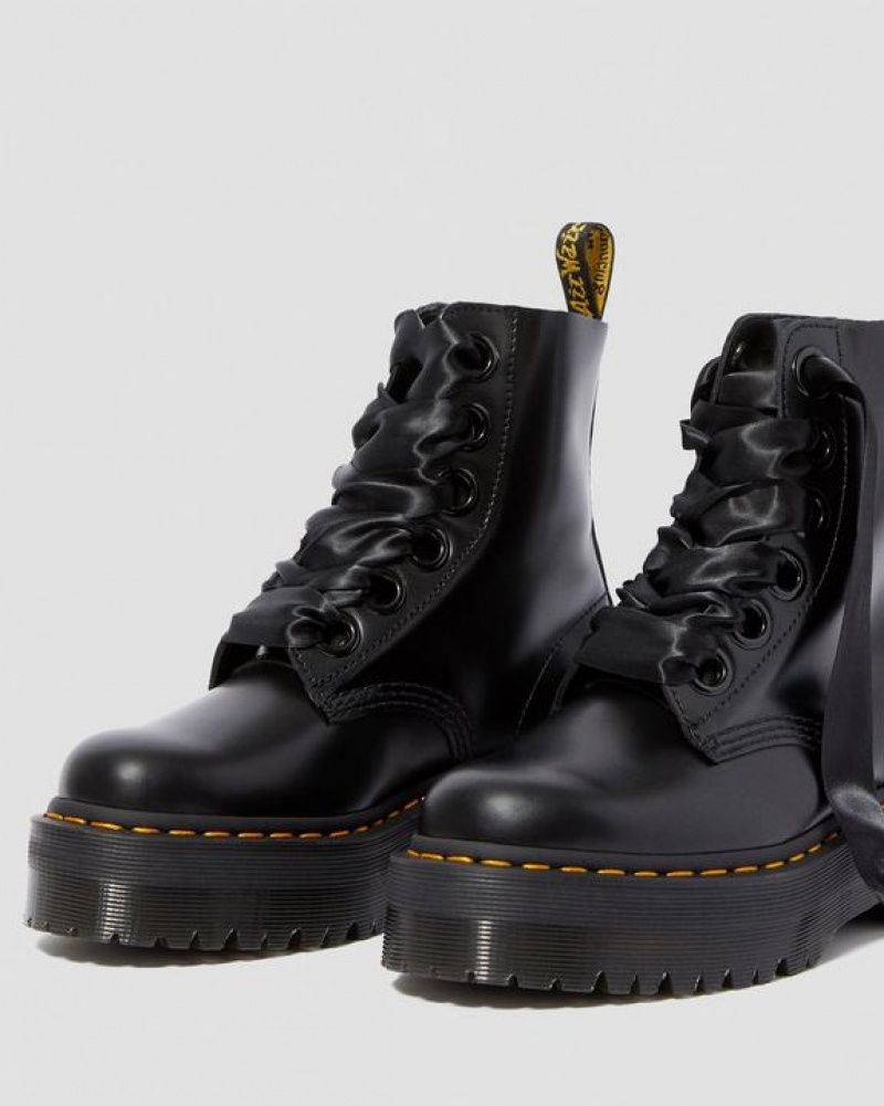 Black Women's Dr Martens Molly Women's Leather Platform Boots | USA_Dr51086