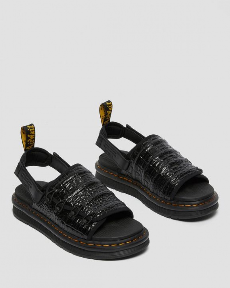 Black Women's Dr Martens Mura Suicoke Croco Leather Sandals | USA_Dr49523