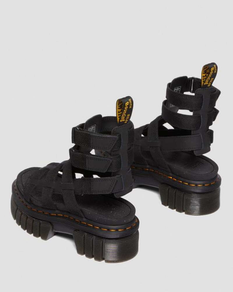 Black Women's Dr Martens Ricki Leather Platform Gladiator Sandals | USA_Dr85128