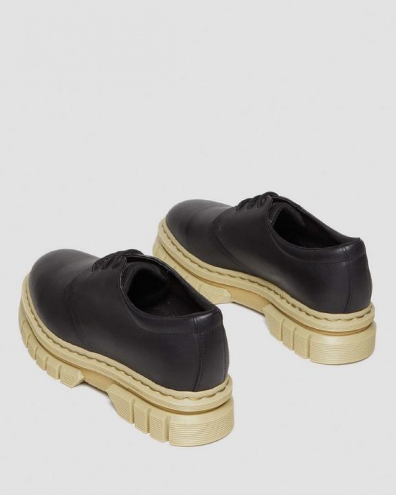 Black Women's Dr Martens Rikard Contrast Sole Leather Platform Shoes | USA_Dr24383