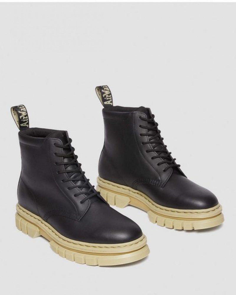 Black Women's Dr Martens Rikard Contrast Sole Platform Lace Up Boots | USA_Dr93601