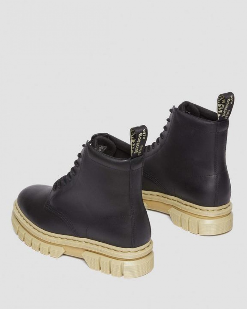 Black Women's Dr Martens Rikard Contrast Sole Platform Lace Up Boots | USA_Dr93601