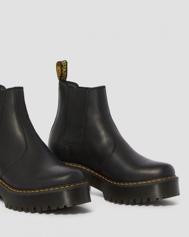 Black Women's Dr Martens Rometty Wyoming Leather Platform Chelsea Boots | USA_Dr25054