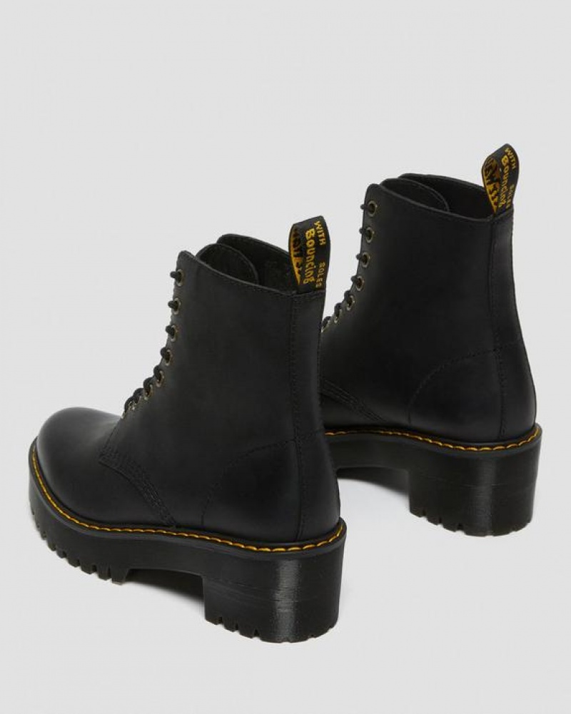 Black Women's Dr Martens Shriver Hi Women's Wyoming Leather Heeled Boots | USA_Dr44886