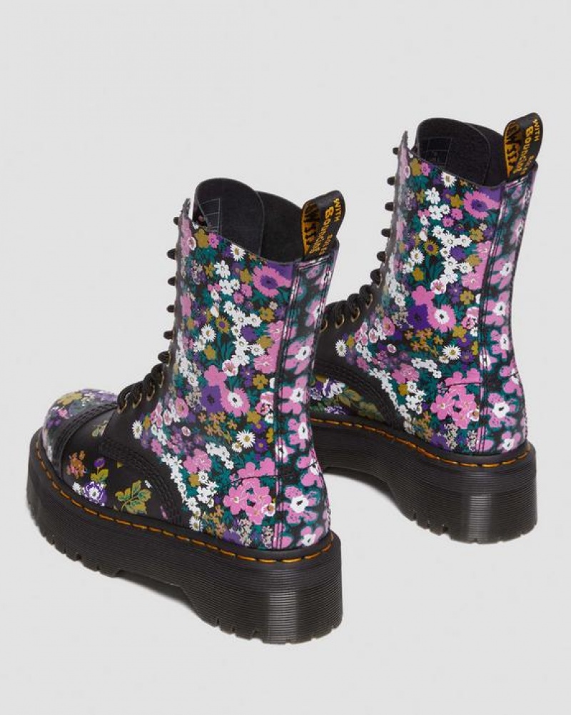 Black Women's Dr Martens Sinclair Hi Vintage Floral Platform Boots | USA_Dr52578