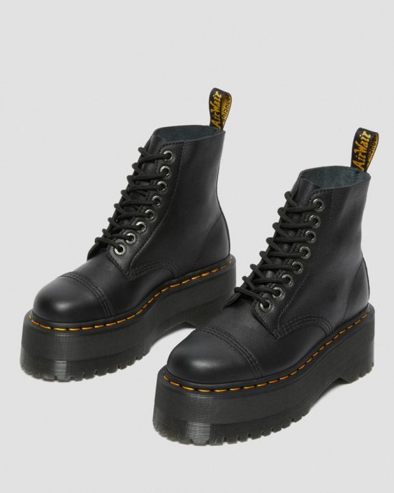 Black Women's Dr Martens Sinclair Max Pisa Leather Platform Boots | USA_Dr53111