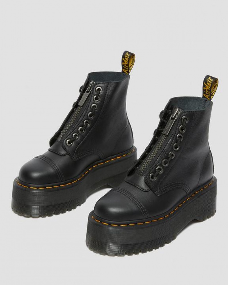 Black Women's Dr Martens Sinclair Max Pisa Leather Platform Boots | USA_Dr53111