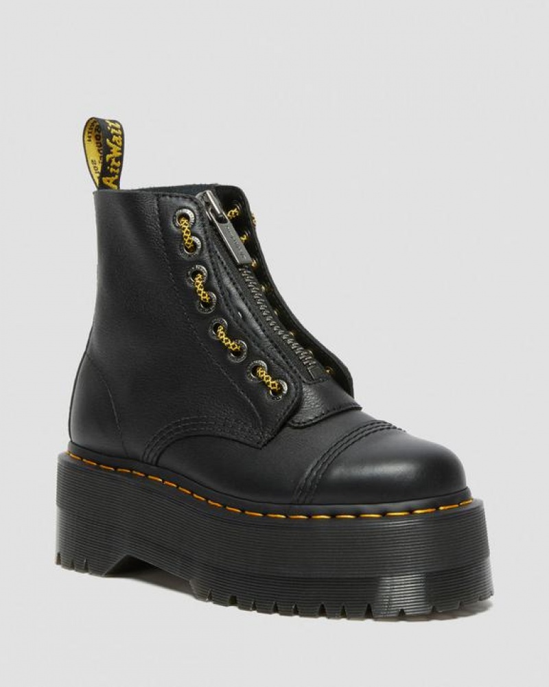 Black Women\'s Dr Martens Sinclair Max Pisa Leather Platform Boots | USA_Dr53111