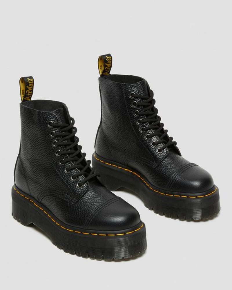 Black Women's Dr Martens Sinclair Milled Nappa Leather Platform Boots | USA_Dr81199