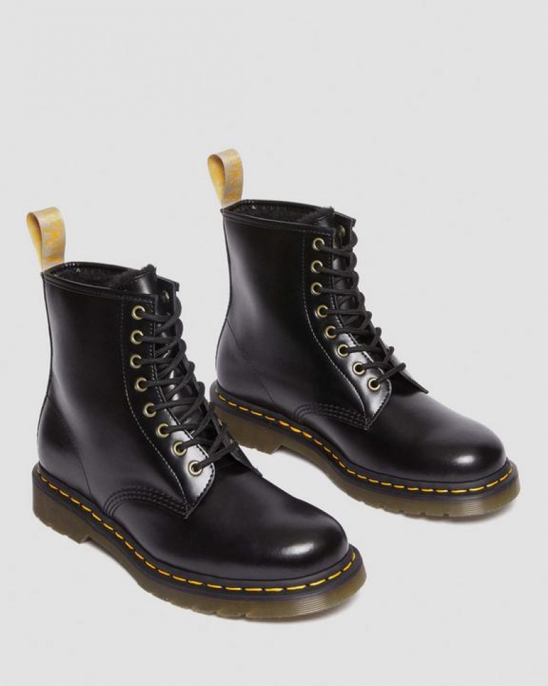 Black Women's Dr Martens Vegan 1460 Faux Fur Lined Lace Up Boots | USA_Dr67443