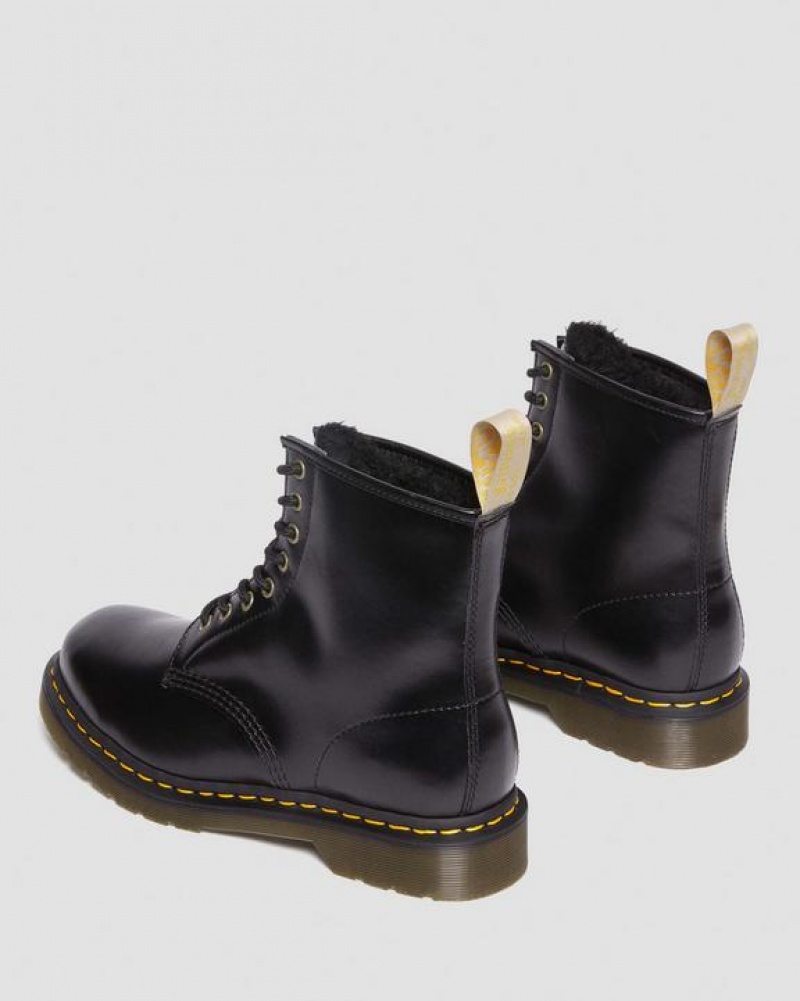 Black Women's Dr Martens Vegan 1460 Faux Fur Lined Lace Up Boots | USA_Dr67443