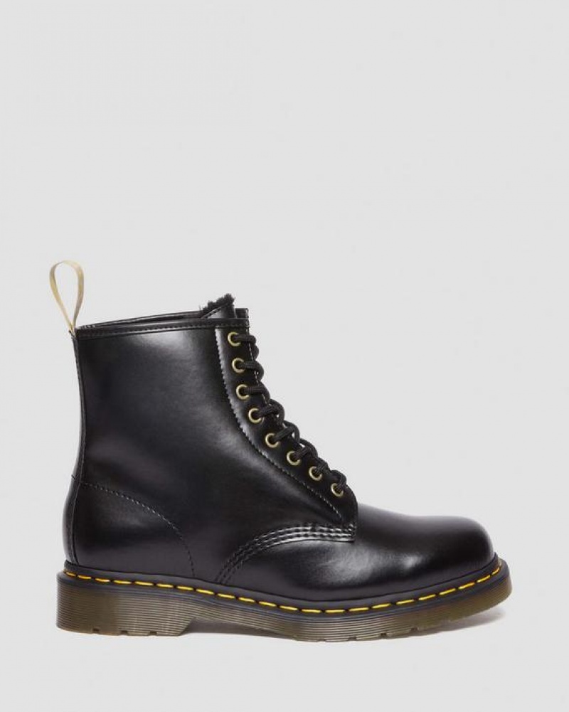 Black Women's Dr Martens Vegan 1460 Faux Fur Lined Lace Up Boots | USA_Dr67443