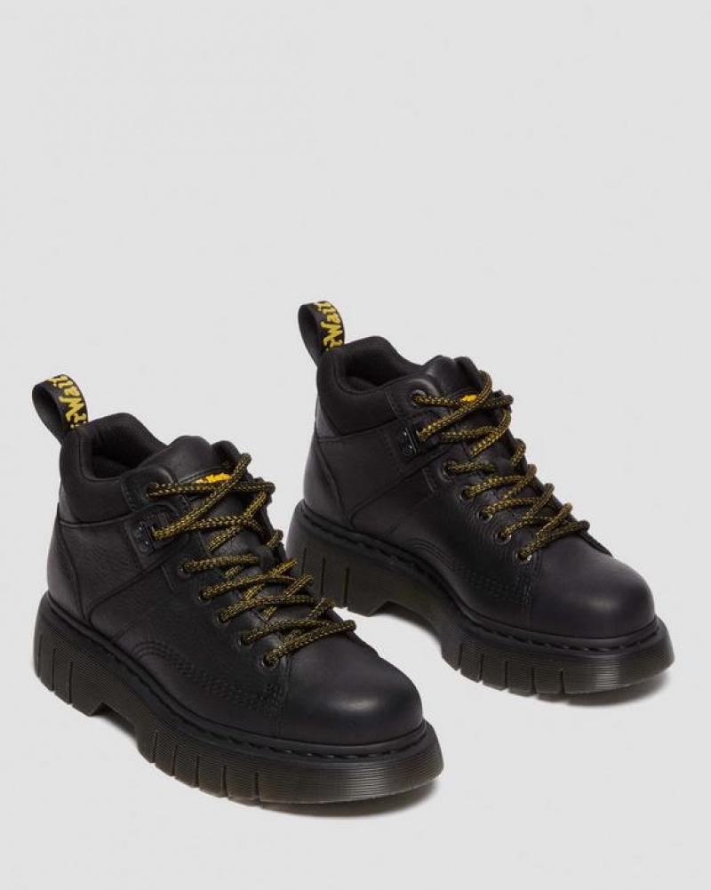 Black Women's Dr Martens Woodard Grizzly Leather Low Casual Boots | USA_Dr56318