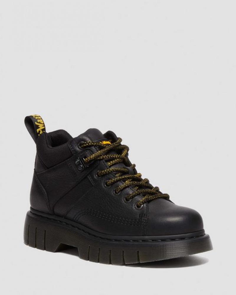 Black Women\'s Dr Martens Woodard Grizzly Leather Low Casual Boots | USA_Dr56318