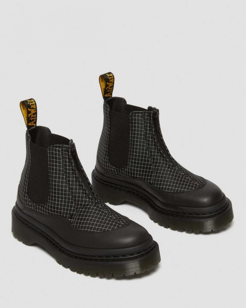 Black / Black / White Women's Dr Martens 2976 Beta Bex Grid Chelsea Boots | USA_Dr14924