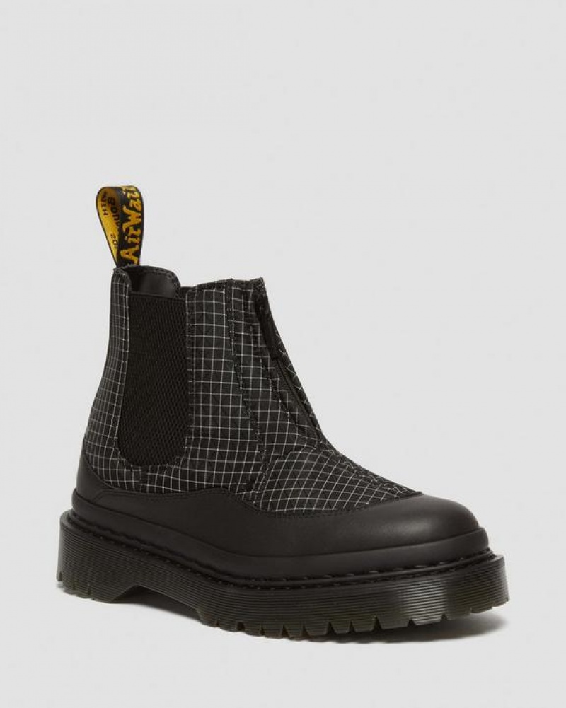 Black / Black / White Women\'s Dr Martens 2976 Beta Bex Grid Chelsea Boots | USA_Dr14924