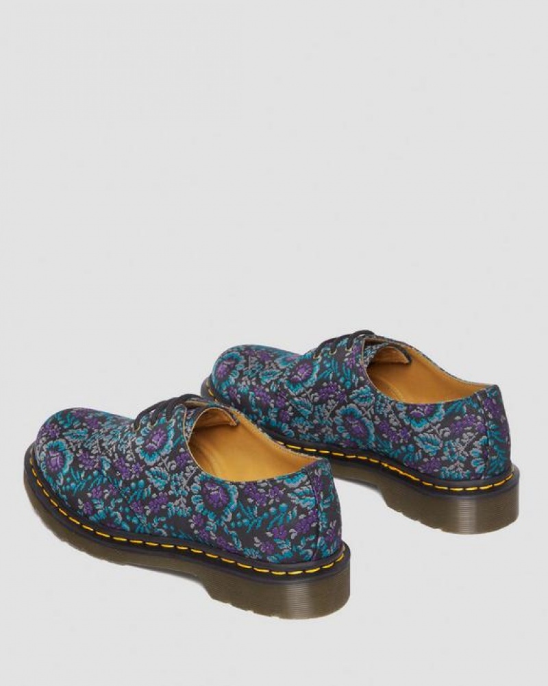 Black / Purple Men's Dr Martens 1461 Floral Jacquard Oxord Shoes | USA_Dr78583