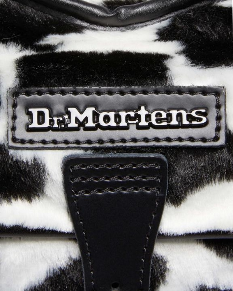 Black / White Accessories Dr Martens Heart Shaped Faux Fur Cow Print Backpack Bags | USA_Dr68761