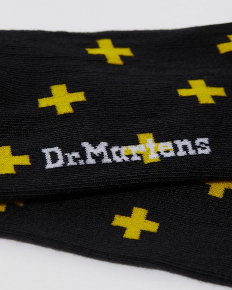 Black / Yellow Accessories Dr Martens Docs Cross Logo Organic Cotton Blend Size,S/M,M/L~US WOMEN,5 - 10,11 - 16~US MEN,4 - 9,10 - 15~UK,3 - | USA_Dr86225