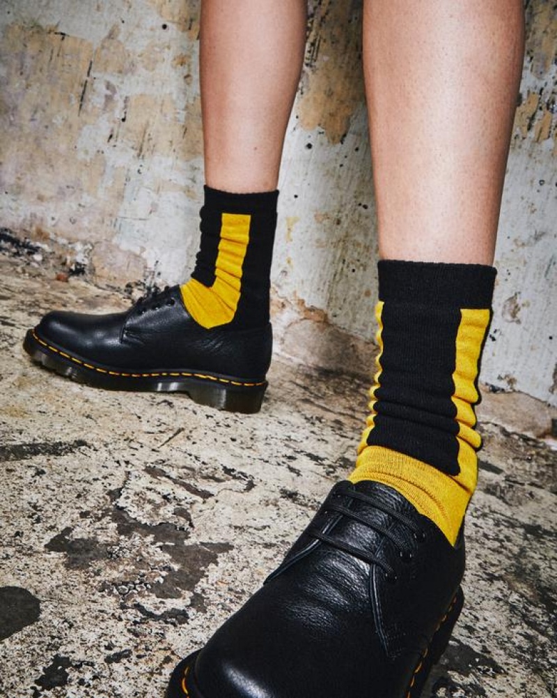 Black / Yellow Accessories Dr Martens Double Doc Cotton Blend Size,S/M,M/L~US WOMEN,5 - 10,11 - 16~US MEN,4 - 9,10 - 15~UK,3 - | USA_Dr72868