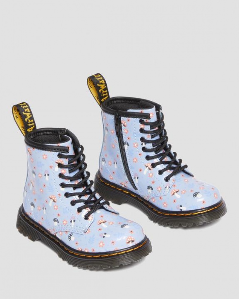 Blue Kids' Dr Martens Toddler 1460 Patent Woodland Lace Up Boots | USA_Dr65990