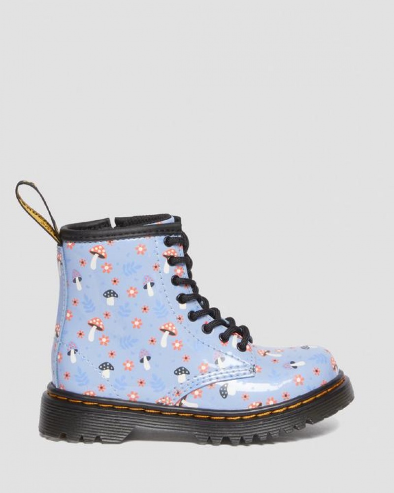 Blue Kids' Dr Martens Toddler 1460 Patent Woodland Lace Up Boots | USA_Dr65990