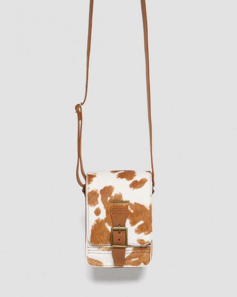 Brown Accessories Dr Martens Hair-On Cow Print Vertical Crossbody Bags | USA_Dr30541