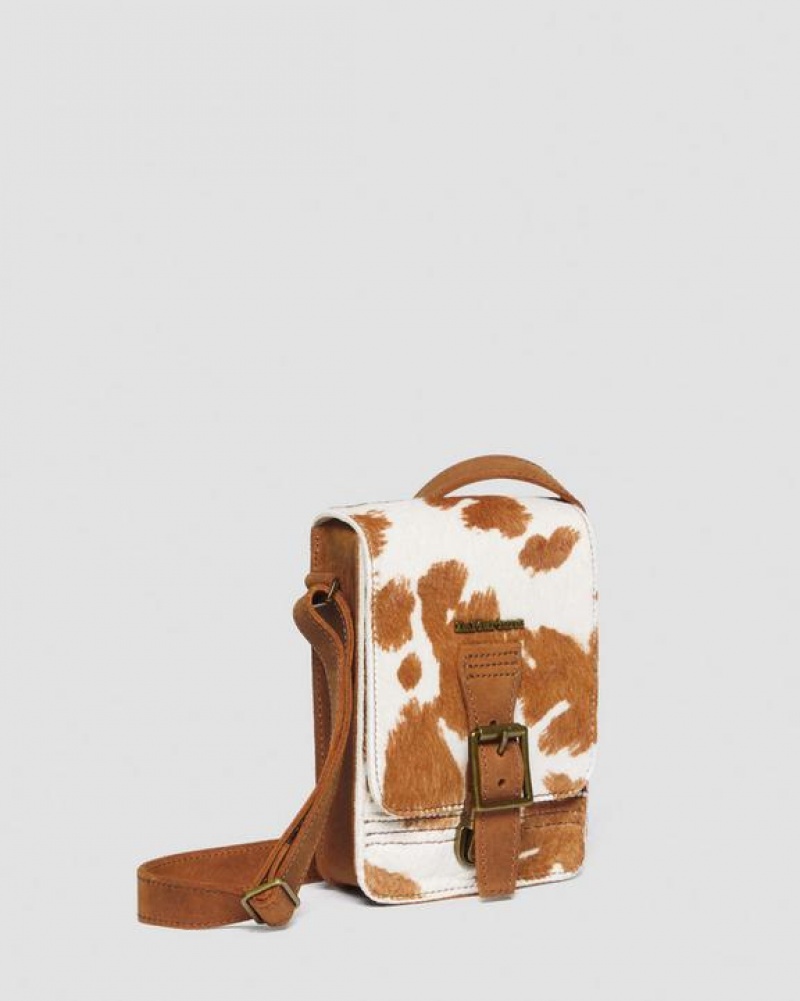 Brown Accessories Dr Martens Hair-On Cow Print Vertical Crossbody Bags | USA_Dr30541