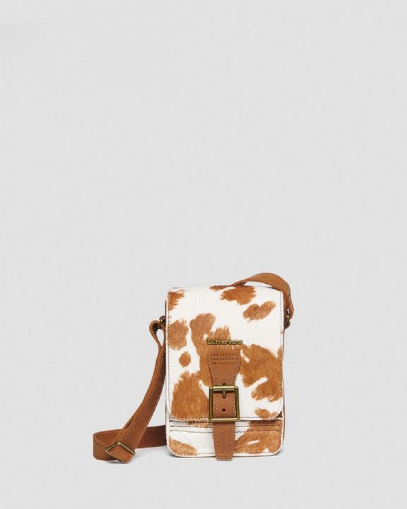 Brown Accessories Dr Martens Hair-On Cow Print Vertical Crossbody Bags | USA_Dr30541