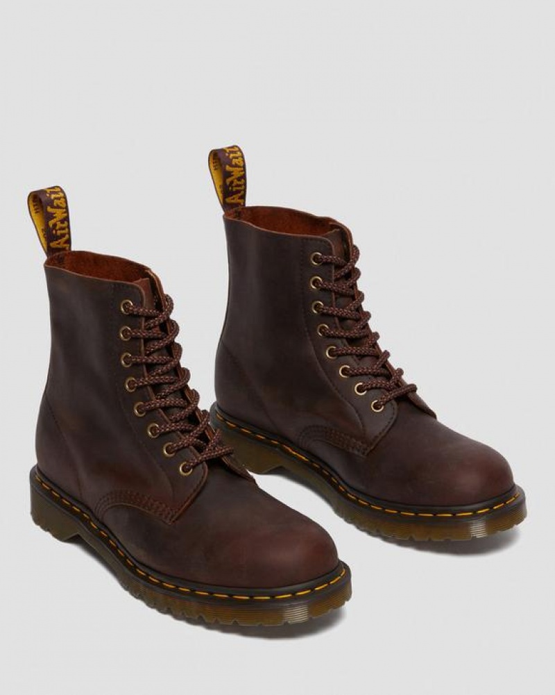 Brown Women's Dr Martens 1460 Pascal Waxed Full Grain Leather Lace Up Boots | USA_Dr14622